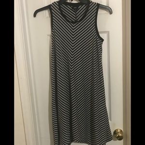 PULLOVER STRIPED BLACK TANK DRESS SMALL